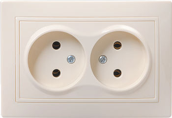 Розетка 2-местная РС12-2-Км без з/з без защитной шторки 10А керамика КВАРТА кремовый IEK