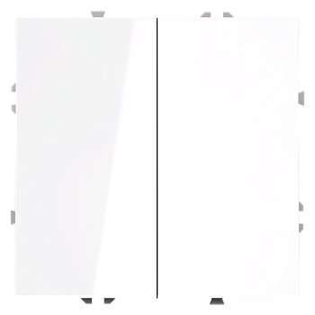 Проходной переключатель встраиваемый Voltum S70 двухклавишный 10А, (белый глянцевый)