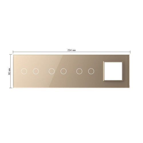 Панель для 3-х сенсорных выключателей и розетки, 6 клавиш (2+2+2), цвет золотой, стекло Livolo фото 2