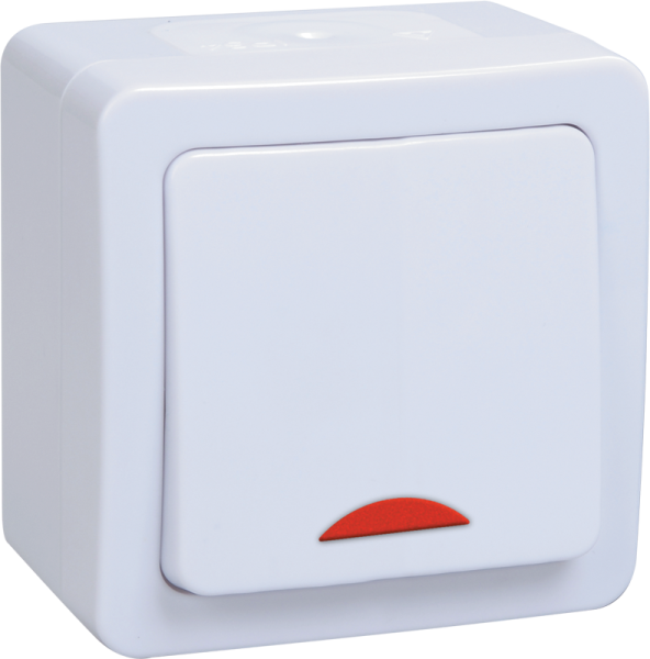 Выключатель 1-кл. для ОУ с индикацией ВС20-1-1-ГПБ IP54 ГЕРМЕС PLUS (цвет клавиши: белый) IEK