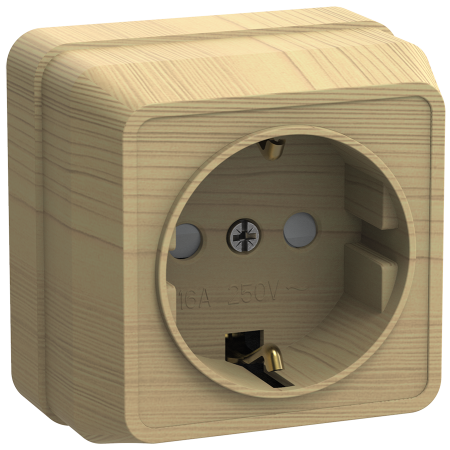 Розетка 1-местная ОУ РСш20-3-ОС с з/з с защитной шторкой 16А ОКТАВА сосна IEK