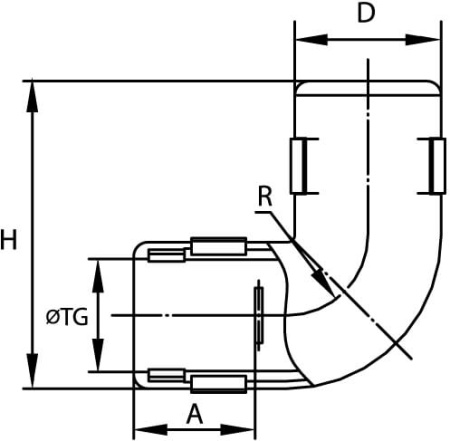 Колено открывающееся, 90 град., IP40, д.20мм R DKC