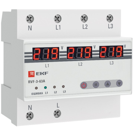 Реле выбора фаз с дисплеем RVF-3-63А PROxima EKF