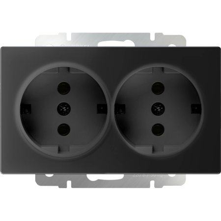 Встраиваемые механизмы Розетка СУ 2-м с заземл. 16А черный матовый IP20 Werkel