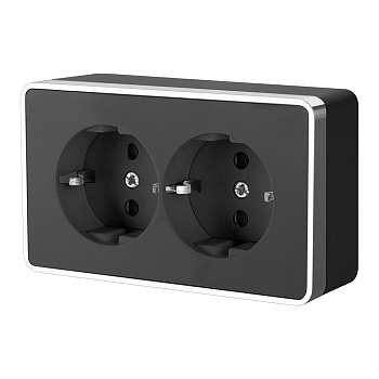 Розетка двойная с заземлением (черный/хром) Gallant ОУ IP20 Werkel