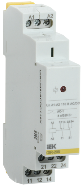 Реле промежуточное модульное OIR 2 контакта 8А 110В AC/DC IEK