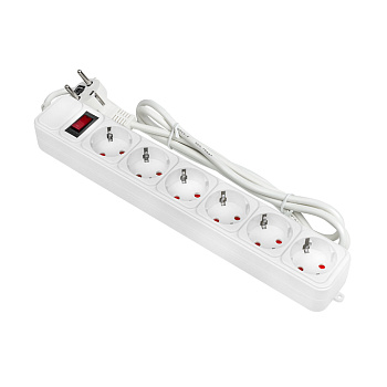 Сетевой фильтр 6*1,8м 10А/2,2кВт с выкл, c/з ПВС 3х0,75 Блокбастер PROxima EKF