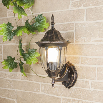 Уличный настенный светильник 1*E27 черное золото IP44 (a033706) Elektrostandard