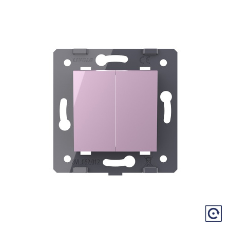 Двухклавишная механическая кнопка (звонок), цвет розовый (механизм) Livolo