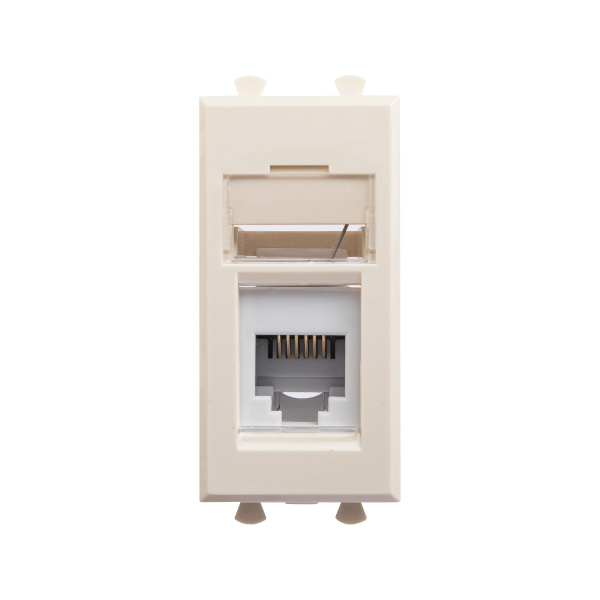 Телефонная розетка RJ-12 модульная, "Avanti", "Ванильная дымка", 1 модуль DKC Телефонная розетка RJ-12 модульная, "Avanti", "Ванильная дымка", 1 модуль DKC