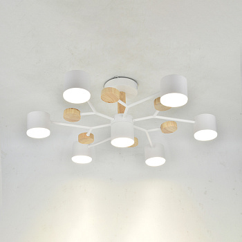 Люстра под лампу GCHL-7GX53-M Белая+Дерево Альберо General