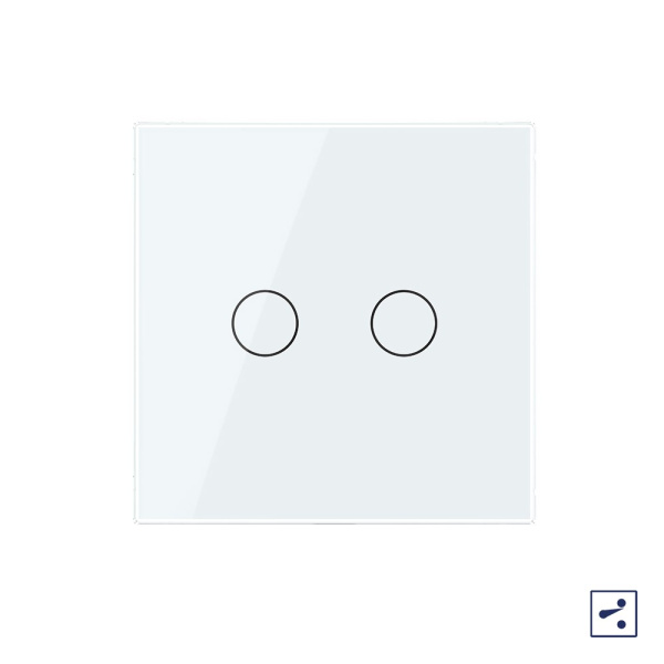 Сенсорный проходной выключатель 2 клавиши 1 пост Белый Livolo