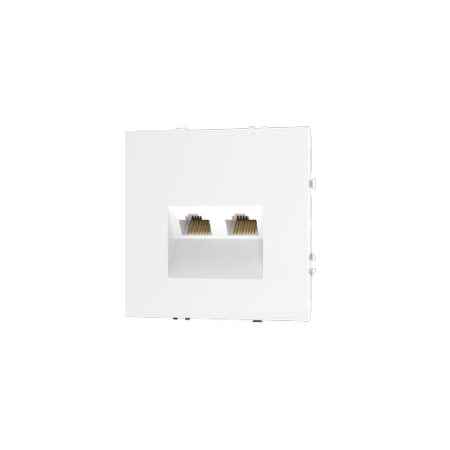 Розетка компьютерная встраиваемая Voltum S70 двойная RJ45+RJ45 КАТ.6, (белый глянцевый)