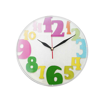 PL1712034 Часы настенные, круг, арабский циферблат, цвет белый, пластик, Ø25см, бесшумный механизм с плавным ходом, источник питания 1 бата... APEYRON