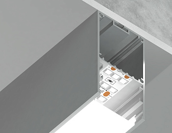 Алюминиевый профиль накл/подвес "Profile System" серебро/матовый рассеив. 2000*35*67, 2 загл., 4 крепл. в компл. (для ленты до 32,8мм) Ambrella Light