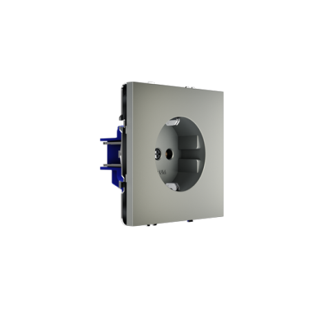Розетка встраиваемая Voltum S70 с заземлением 16А, (сталь)