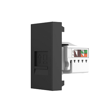 Розетка компьютерная RJ-45 черная (механизм) Livolo