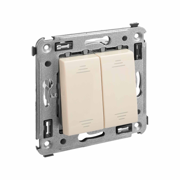 Перекрестный переключатель двухклавишный в стену, "Avanti", "Ванильная дымка" DKC