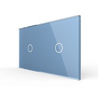 Панель для двух сенсорных выключателей, 2 клавиши (1+1), цвет синий, стекло Livolo