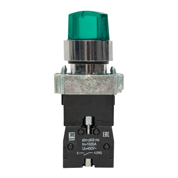 Переключатель BD21 2P c зеленой подстветкой 230В NO PROxima EKF