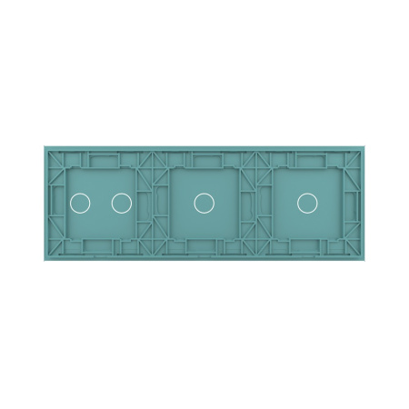 Панель для трех сенсорных выключателей, 4 клавиши (1+1+2), цвет зеленый, стекло Livolo