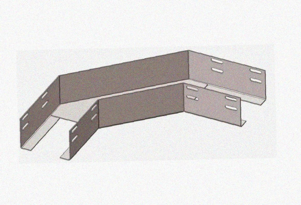Лоток угловой замковый перфорированный КГЗ 500х100-135 УХЛ1 поворот на 135, горячее цинкование, S1,5