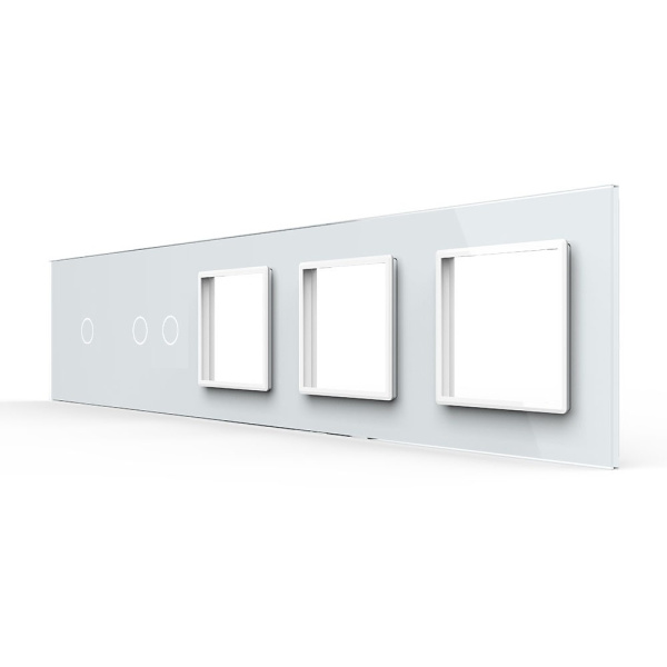 Панель для 2-х сенсорных выключателей и 3-х розеток, 3 клавиши (1+2), цвет белый, стекло Livolo