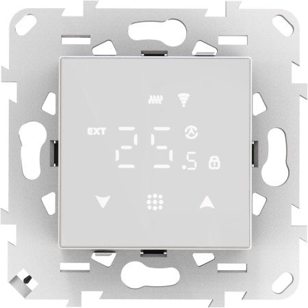 Donel Термостат с датчиком пола, программируемый, 16 A, 45*45 мм., белое стекло, серия DTEF