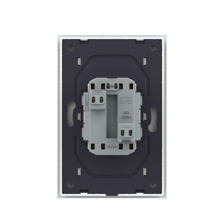 Розетка Livolo электрическая двойная 1 пост с заземлением, рамкой, защитными шторками 16A, цвет белый VL-C7CTF16A.TF16A-WP