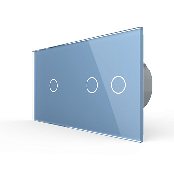 Сенсорный выключатель 3 клавиши (1-2), 2 поста Синий Livolo