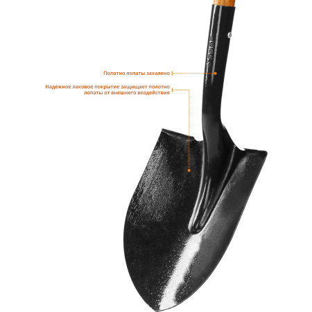Лопата "Профи-10" штыковая для земляных работ, деревянный черенок, Профессионал ЗУБР