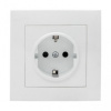 Валенсия Розетка 1-местная с/з 16А белая с защ, штор, EKF
