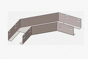Лоток угловой перфорированный КГ 100х25-90 У3 поворот на 90, окрашенный, S1,5