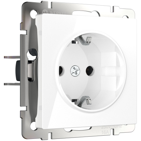 Встраиваемые механизмы Розетка СУ 1 мест. зазем, безвинтовой зажим 16А Белый IP20 Werkel
