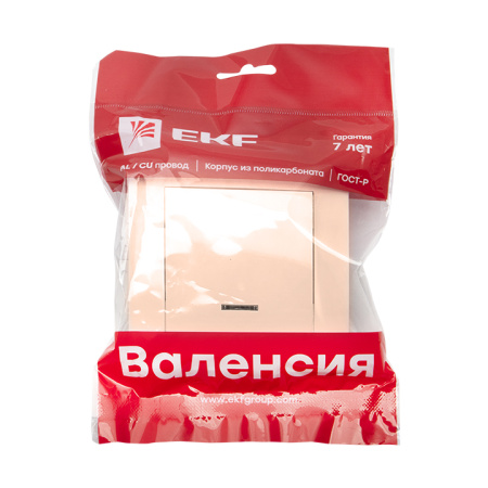 Валенсия Выключатель 1-кл, 10А кремовый с индикатором EKF