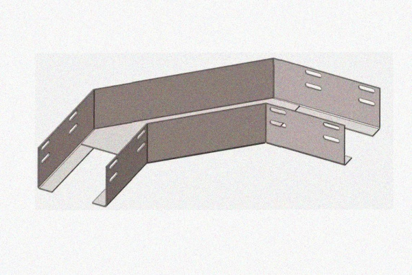 Лоток угловой перфорированный КГ 100х25-90 У3 поворот на 90, окрашенный, S1,5