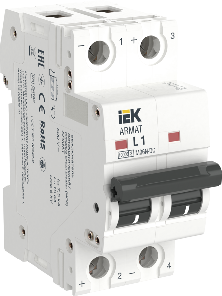 Выключатель автоматический ВА МОД M06N-DC 2П L 1А ARMAT IEK