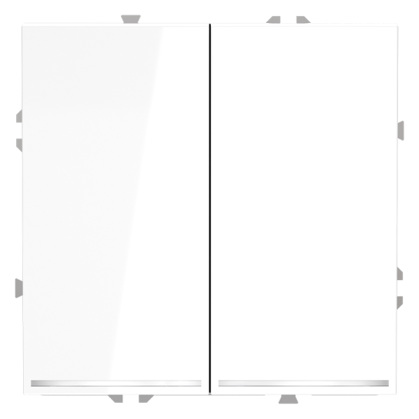 Выключатель встраиваемый Voltum S70 двухклавишный с подсветкой 10А, (белый глянцевый)