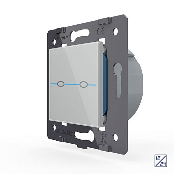 Выключатель Quadro 2 клавиши 12/24В Серый (механизм) Livolo