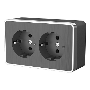 Розетка двойная с заземлением (графит рифленый) Gallant ОУ IP20 Werkel