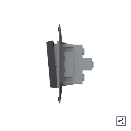 Выключатель двухлинейный проходной клавишный (модуль) ЧЕРНЫЙ Livolo