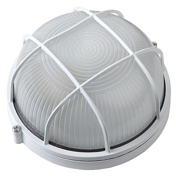 Светильник под лампу ЖКХ НБП/НПП 1302 круг белый с реш. GCF-R-E27-60-IP65 General