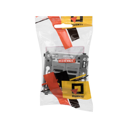 Телефонная розетка RJ-12 в стену двойная, "Avanti", "Закаленная сталь" DKC