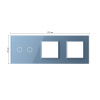 Панель для сенсорного выключателя и двух розеток, 2 клавиши, цвет синий, стекло Livolo