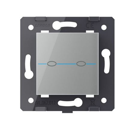 Выключатель Quadro 2 клавиши Серый (механизм) Livolo