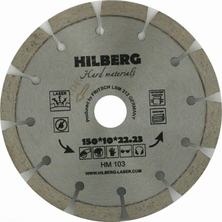 Диск алмазный отрезной 150*22,23 Hard Materials Лазер HM103 Hilberg