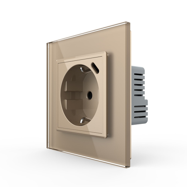 Розетка электрическая + USB type-C с блоком питания 18W Livolo 1 пост Золотая VL-C7CTF16A.UC18W-2AP Розетка электрическая + USB type-C с блоком питания 18W Livolo 1 пост Золотая VL-C7CTF16A.UC18W-2AP