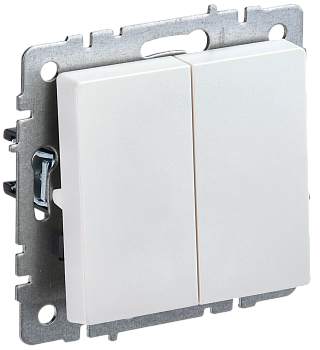 BRITE Выключатель 2-клавишный проходной 10А ВС10-2-6-БрЖ жемчуг IEK