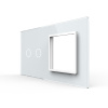 Панель двойная: 2 выключателя + 1 розетка Белая Livolo
