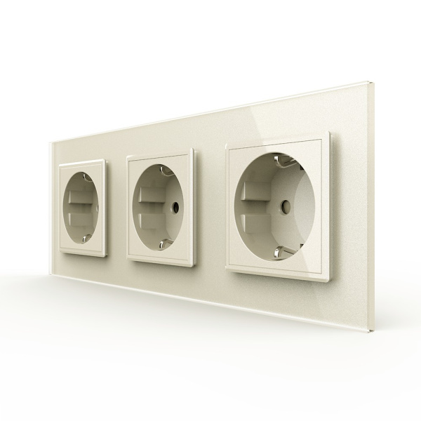 Розетка электрическая 16А 3 поста, цвет жемчужный Livolo Розетка электрическая 16А 3 поста, цвет жемчужный Livolo